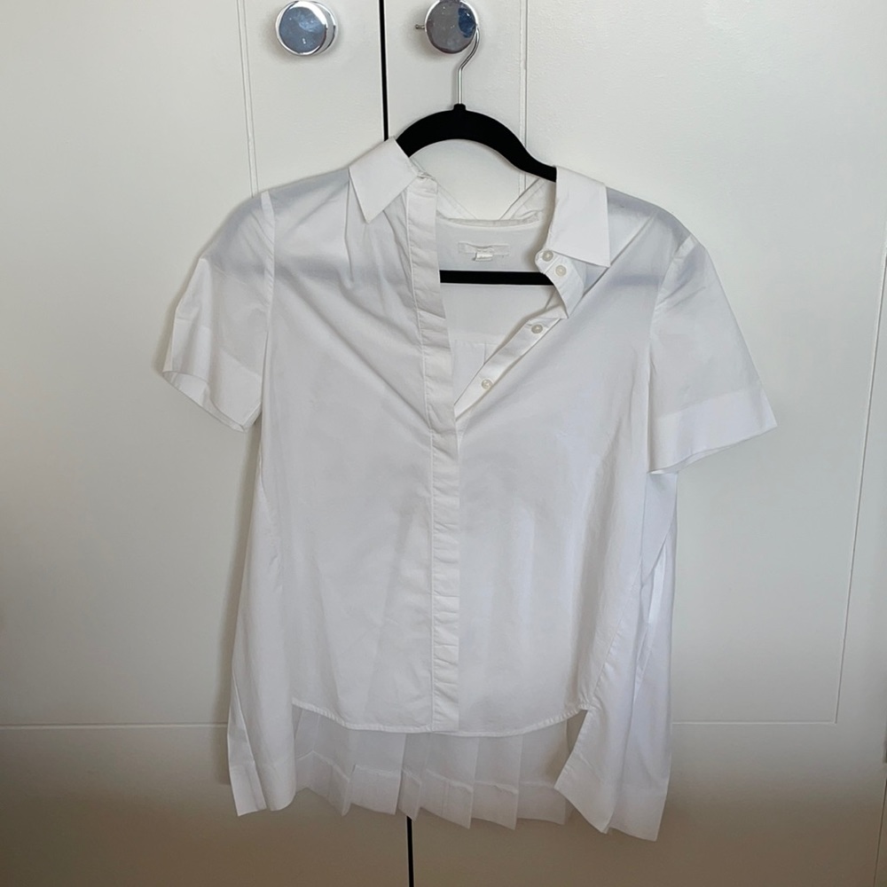 COS white button down with pleated back